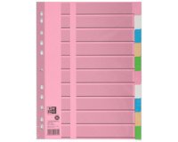 Intercalaires en carton, uni, A4, couleur, 10 touches