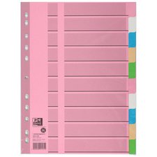 Intercalaires en carton, uni, A4, couleur, 10 touches