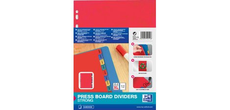 Cardboard dividers, plain, A4 Max, 12 tabs