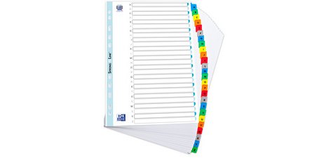 Trennblätter A4+ in weißem Karton Oxford mit 26 farbigen alphabetischen Registerblättern
