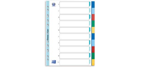 Intercalaires en plastique, uni, onglets colorés