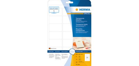 Etiquette à jet d'encre, 210 x 297 mm, transparent