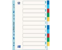 Tabbladen van plastic, effen, A4-formaat, 12 tabbladen