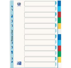 Tabbladen van plastic, effen, A4-formaat, 12 tabbladen