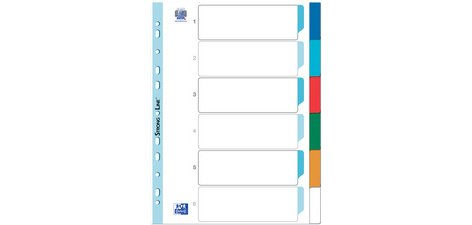 Intercalaires en plastique, uni, A4, 12 touches