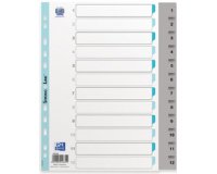 Intercalaires en plastique, numérique, A4, gris