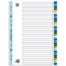 Plastic tabbladen, genummerd 1-5, A4, gekleurd
