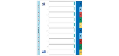 Intercalaires en plastique, chiffres, A4+, en couleur