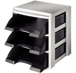 Set corbeilles à courrier, A4, corbeilles noire