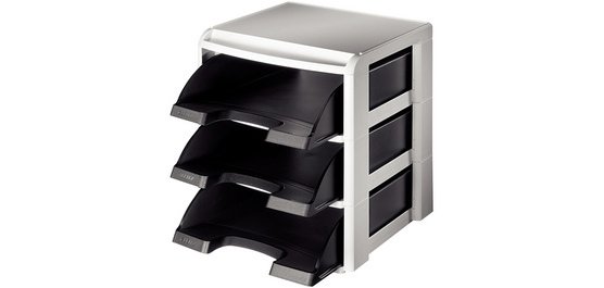 Set of A4 letter trays, black trays