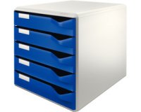 Module de classement, 5 tiroirs, gris-clair/rouge