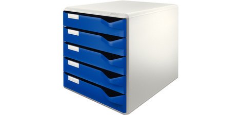 Module de classement, 5 tiroirs, gris-clair/rouge