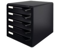 Filing module, 5 drawers, light gray/red