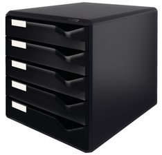 Module de classement, 5 tiroirs, gris-clair/rouge