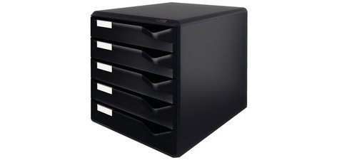 Module de classement, 5 tiroirs, gris-clair/rouge