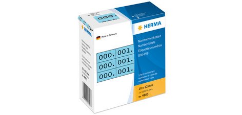 Etiquette numérique 0-999, 10 x 22 mm, noir, triple