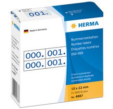 Genummerde etiketten 0-999, 10 x 22 mm, tweevoud