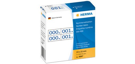 Etiquette numérique 0-999, 10 x 22 mm, rouge, double