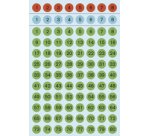Stickers chiffres 1-160, diamètre: 8 mm, coloré