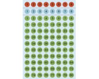 Stickers chiffres 1-160, diamètre: 8 mm, coloré