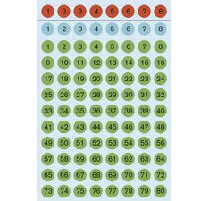 Stickers chiffres 1-160, diamètre: 8 mm, coloré