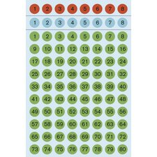 Stickers chiffres 1-160, diamètre: 8 mm, coloré