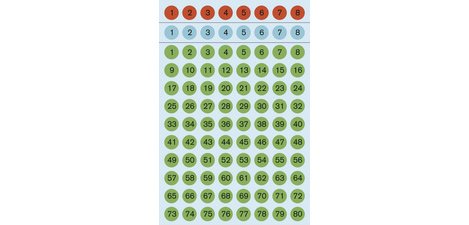 Stickers chiffres 1-160, diamètre: 8 mm, coloré
