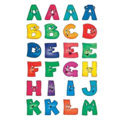 stickers alphabétique A-Z, en papier, visages amusants