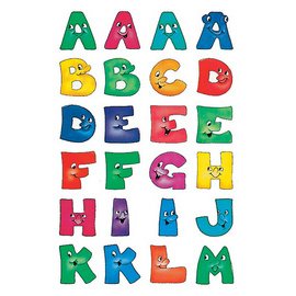 stickers alphabétique A-Z, en papier, visages amusants