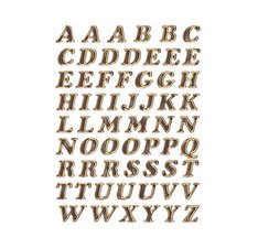 Lettres adhèsives A-Z, film primastique, or, 8 mm,