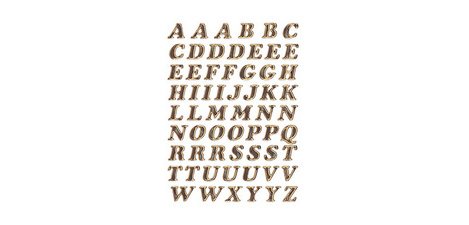 Lettres adhèsives A-Z, film primastique, or, 8 mm,