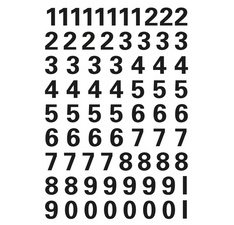 stickers chiffres 0-9, film noir, hauteur: 10 mm