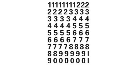 stickers chiffres 0-9, film noir, hauteur: 10 mm