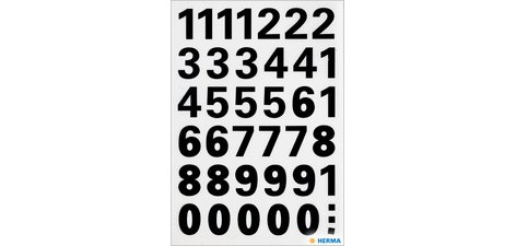 stickers chiffres 0-9, film noir, hauteur: 15 mm