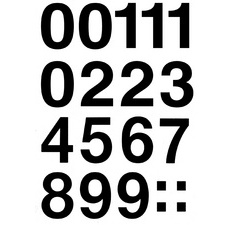 stickers chiffres 0-9, film noir, hauteur: 33 mm