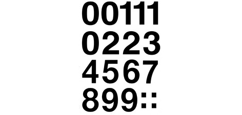 stickers chiffres 0-9, film noir, hauteur: 33 mm