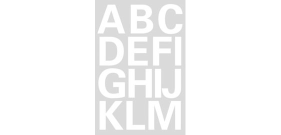 Lettres adhèsives A-Z, film blanc, 25 mm de hauteur,