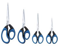 Schaar Soft-Cut scherp lengte 180 mm zwart/blauw