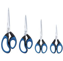 Schaar Soft-Cut scherp lengte 180 mm zwart/blauw