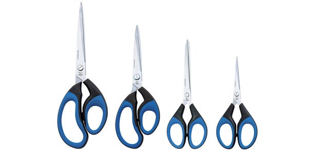 Ciseaux Soft-Cut, pointu, longueur: 210 mm, noir/bleu
