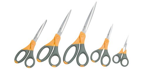 Ciseaux droitiers bouts pointus Wedo Titane plus - gris/orange