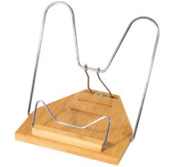 Pupitre, en bambou, support métallique nickelé