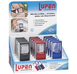 Loupe rectangulaire avec lampe LED, présentoir de 15