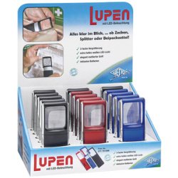 Loupe rectangulaire avec lampe LED, présentoir de 15