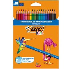 BIC KIDS Crayons de couleur Tropicolors , étui carton de 18