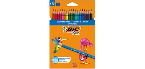 BIC KIDS Crayons de couleur Tropicolors , étui carton de 18