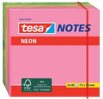Bloc de notes adhésives, couleurs néon, 75 x 75 mm