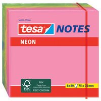 Blok zelfklevende notes neon kleuren 75 x 75 mm