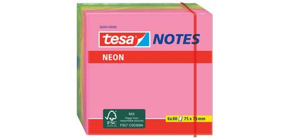 Bloc de notes adhésives, couleurs néon, 75 x 75 mm