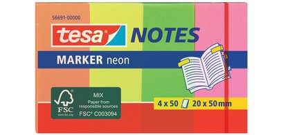 Index repositionnable Marker, couleurs néons,50 x 20 mm